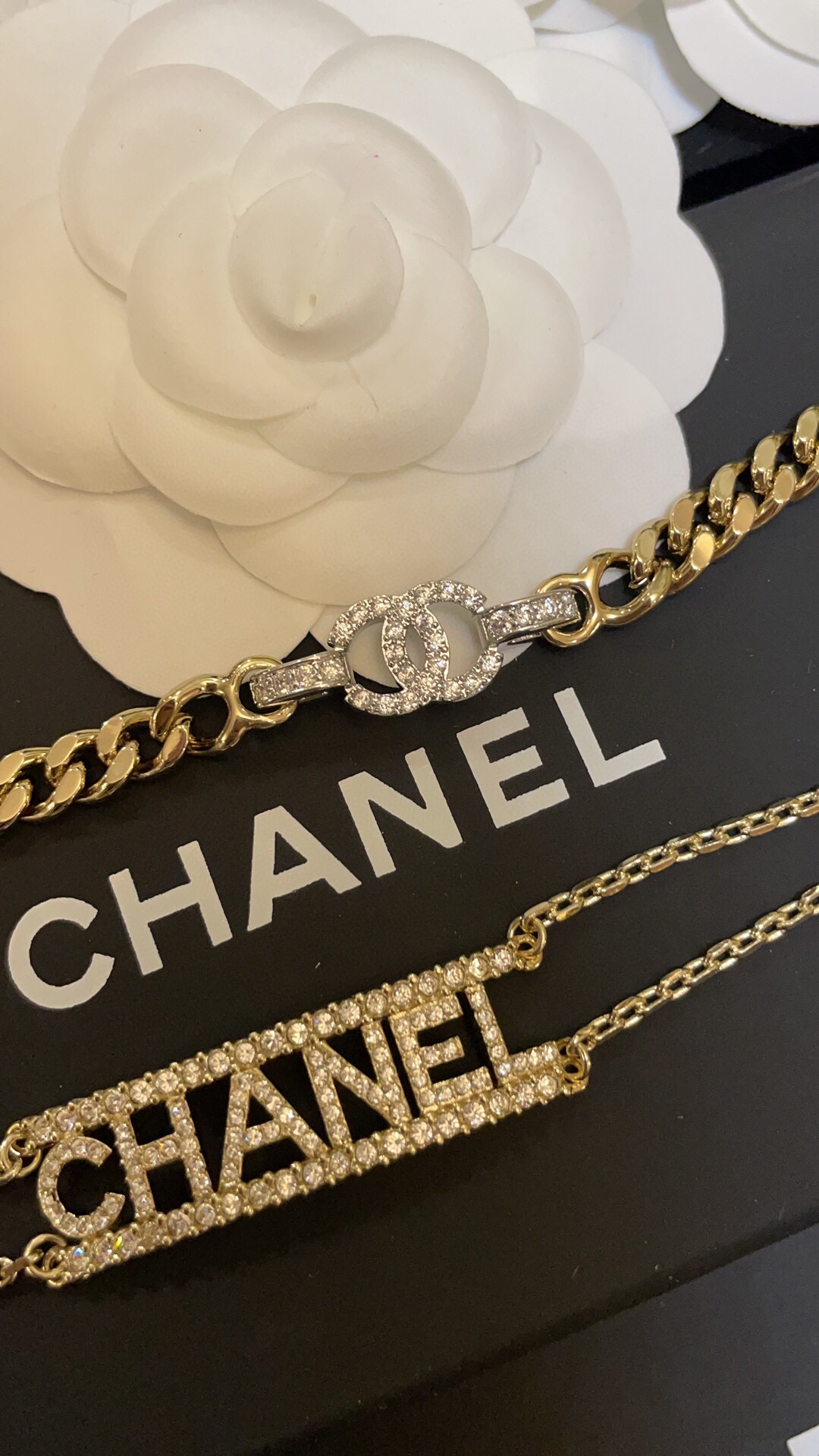 Chanel Mixed Color Cuban Chain Bracelet Earrings Choker Necklace - Image 13