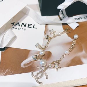 Chanel Chain Pearl Bracelet with Star Heart NO.5 CC Charms