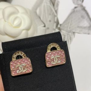 Chanel Pink Bag Earrings