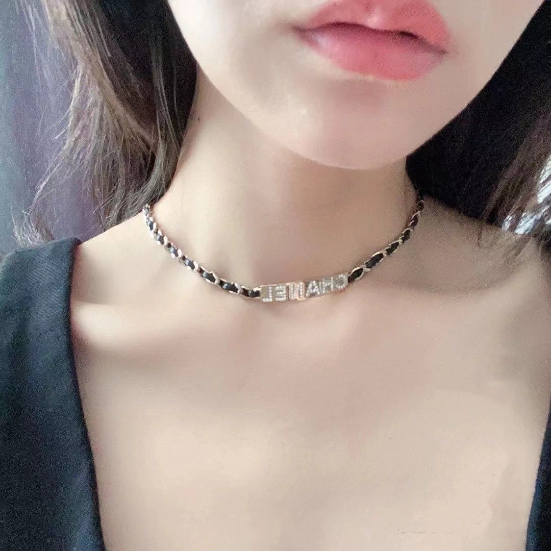 Chanel Leather Cuban Chain Choker Necklace - Image 7