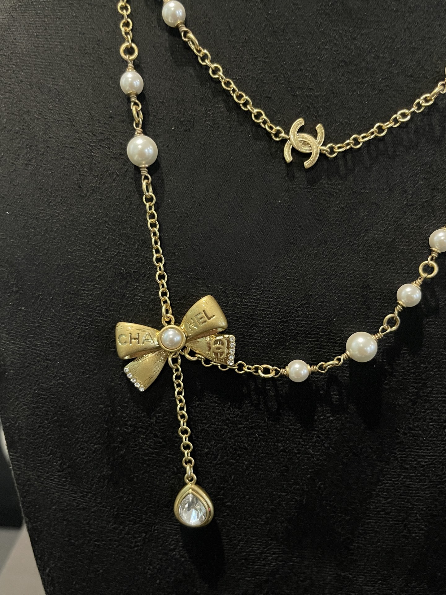 Chanel Bowknot Sweater Chain Foldable Double-Layer Long Necklace - Image 5