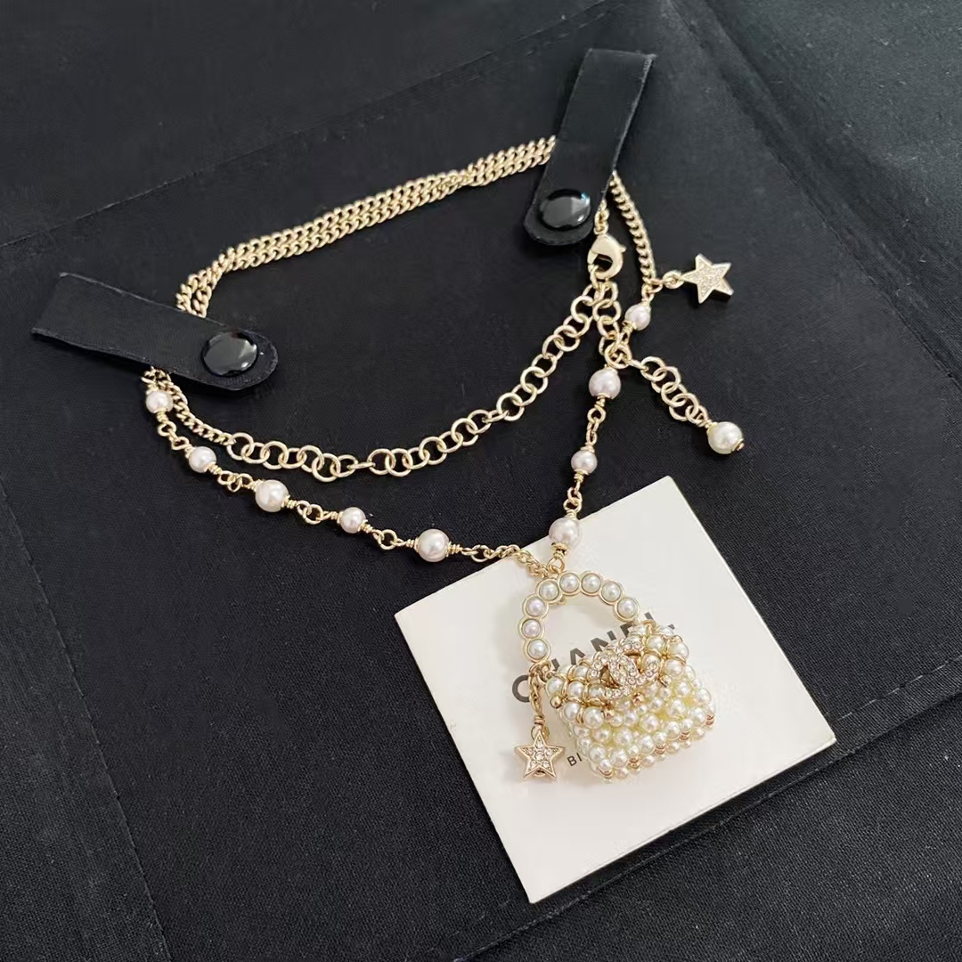 Chanel Pearl Bag Pendant Necklace - Image 2