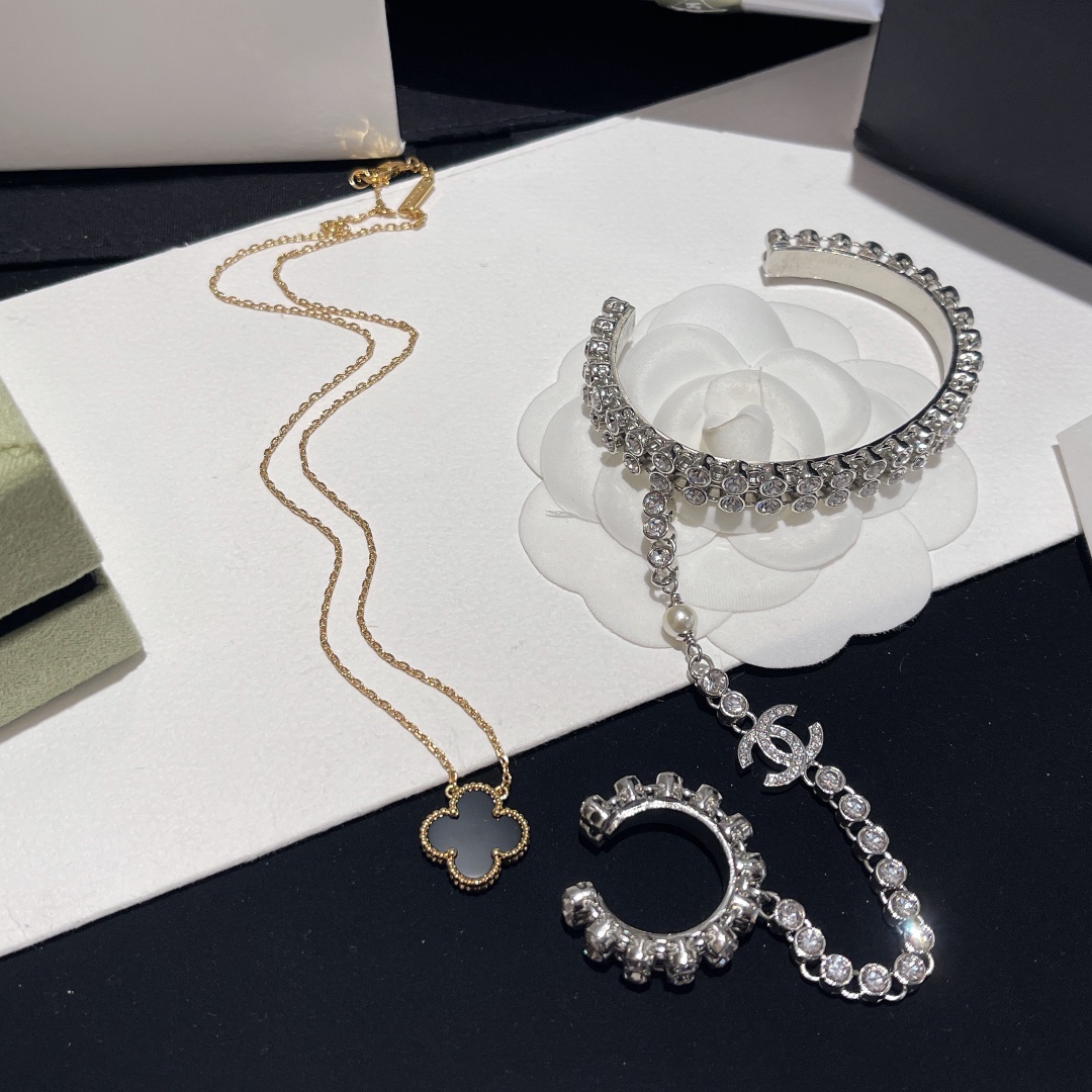 Chanel Hand Chain Hand Harness Open Cuff Bangle Bracelet Ring - Image 2