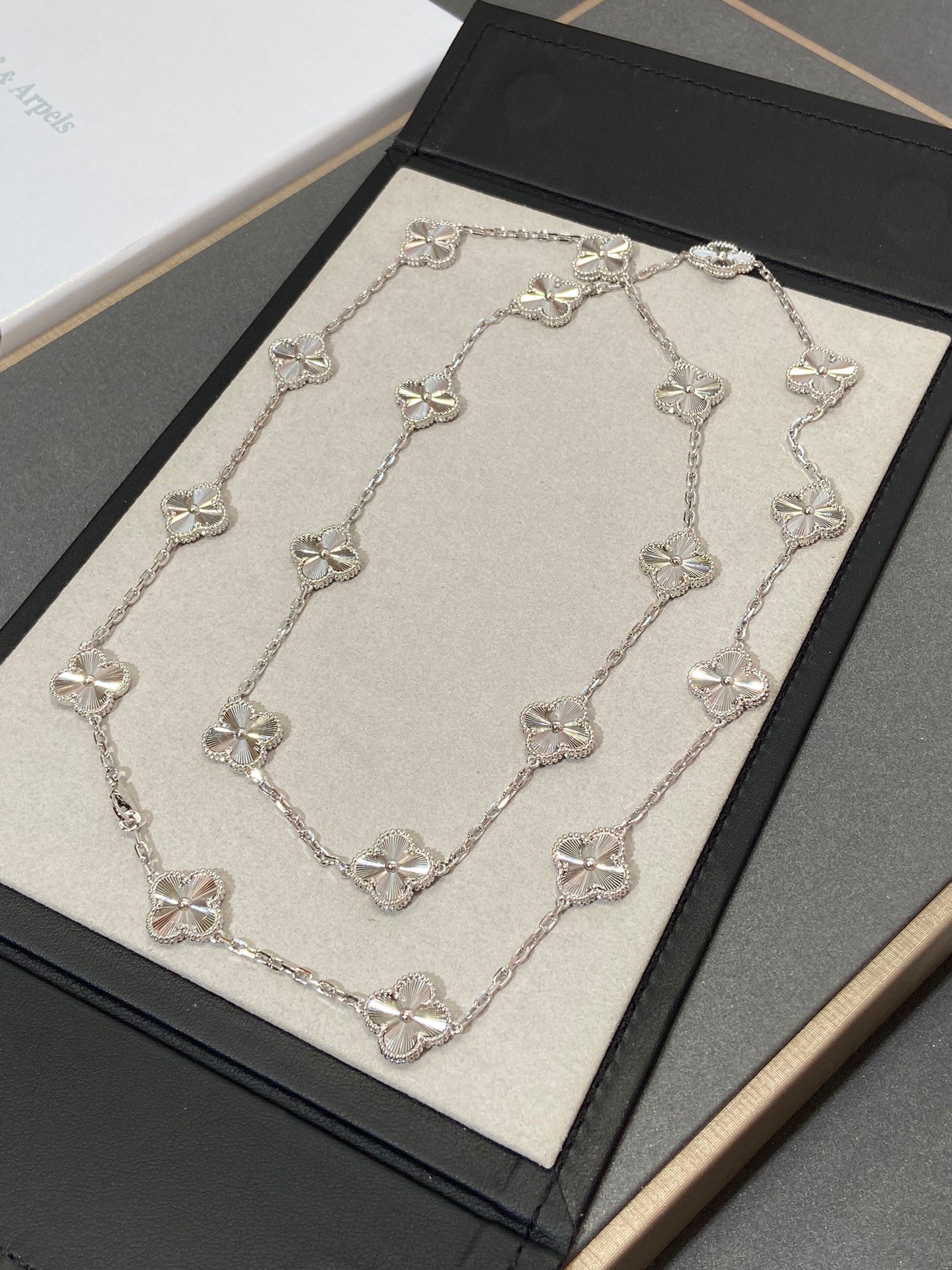 VCA White Laser Clover Vintage Alhambra Long Necklace, 20 Motifs