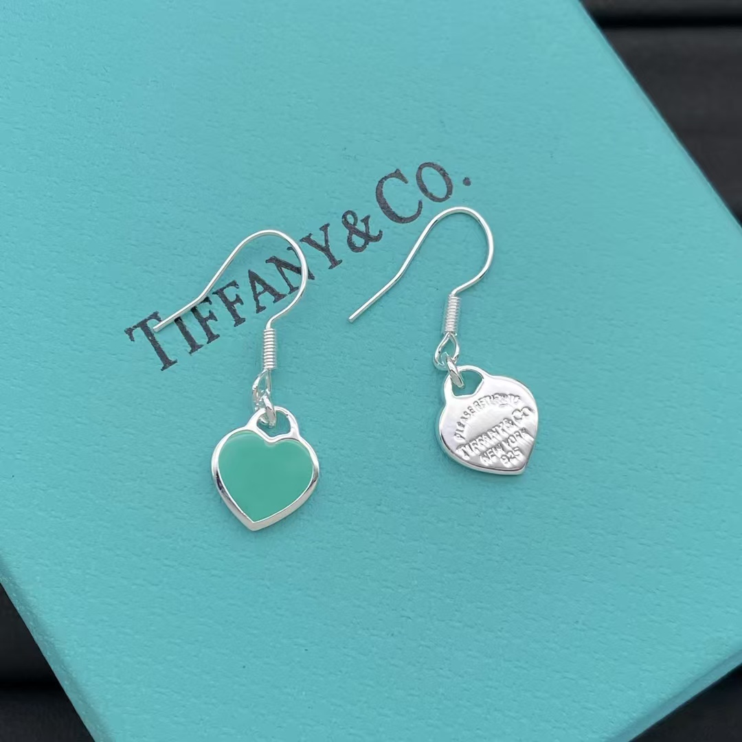 Tiffany Hook Heart Drop Earrings - Image 5