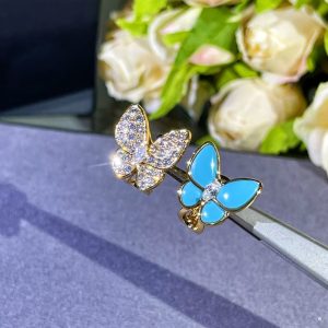 VCA Blue & Diamond Two Butterfly Earrings