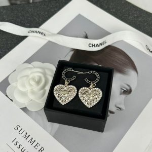 Chanel Hoop with Heart Dangle Earrings