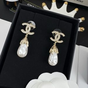Chanel Vintage Baroque Pearl Dangle Earrings