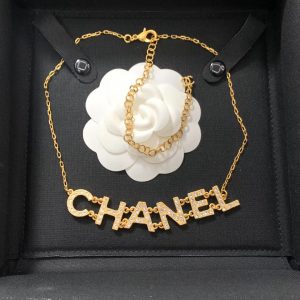 Chanel Gold Color Letter Pendant Necklace