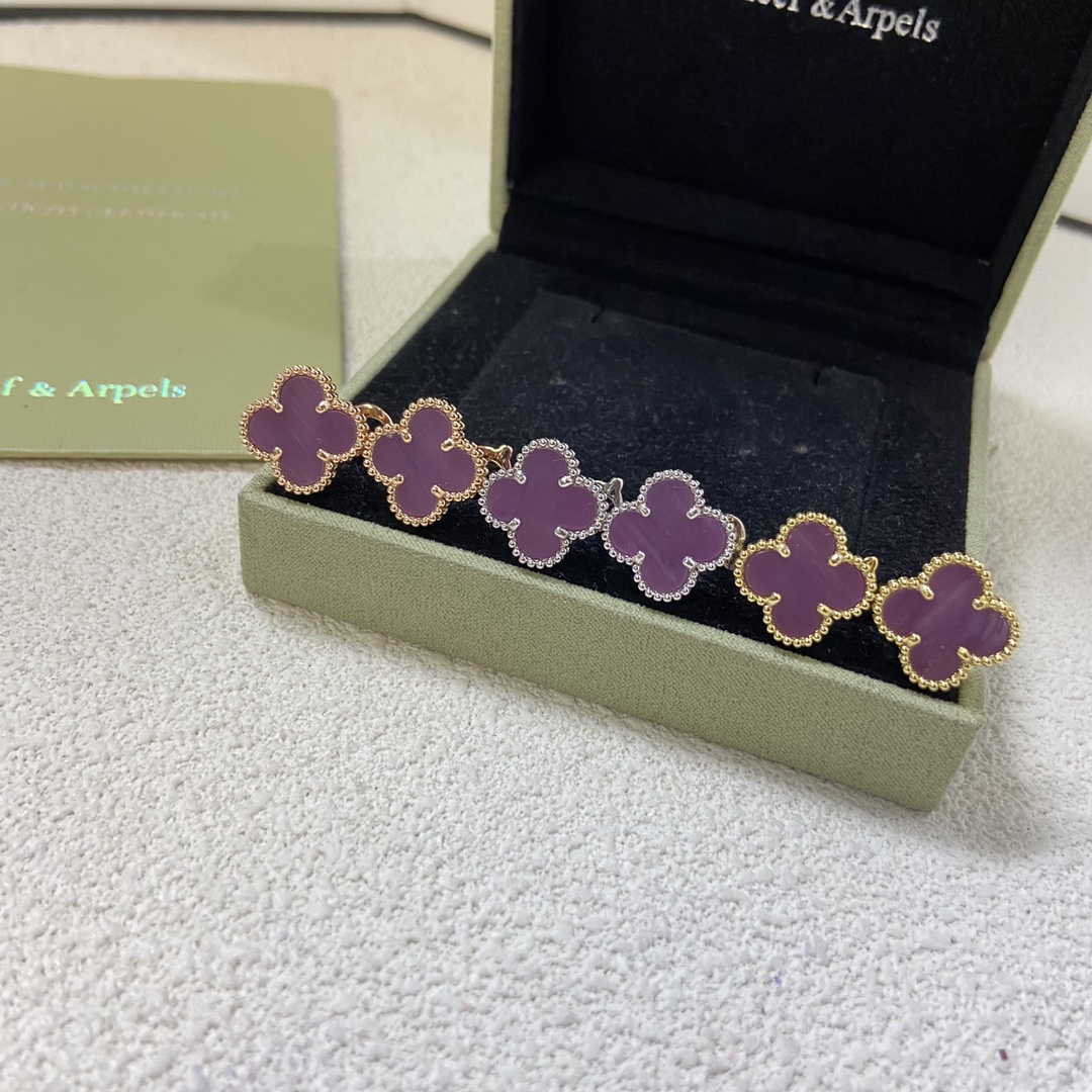 VCA Purple Violet Vintage Alhambra Earrings