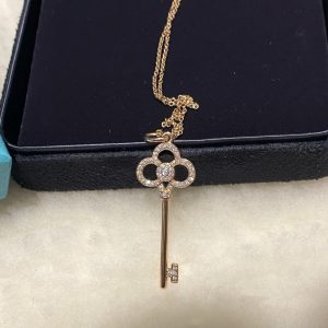 Tiffany Crown Key Pendant Necklace in Rose Gold
