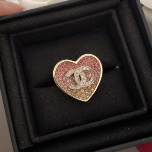 Chanel Pink Color Gradient Diamond Heart Ring