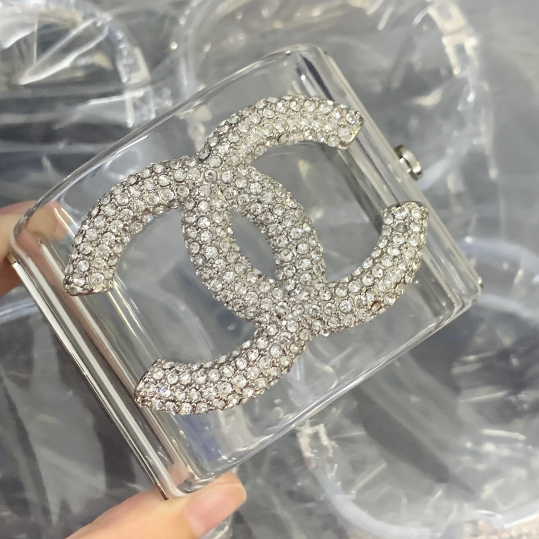 Personality Chanel Transparent CC Wide Bangle Bracelet