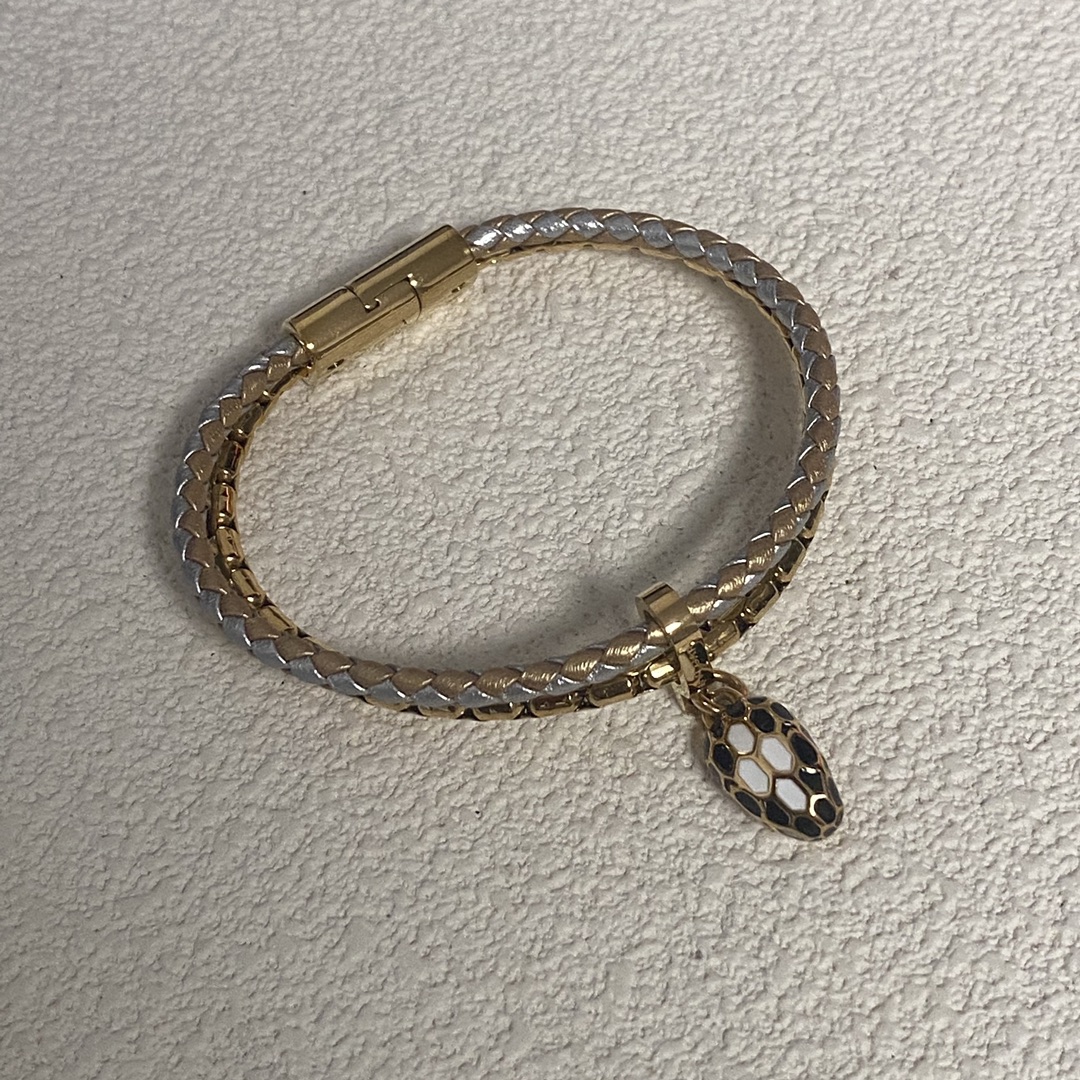 Bvlgari Two Layers Serpenti Viper Bracelet with Snake Head Charm - Image 4