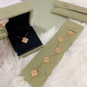 VCA Vintage Alhambra Bracelet Necklace, 5Motifs, Rose Gold,No Diamond