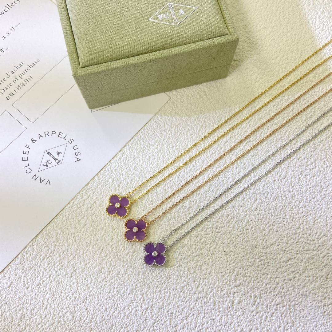 VCA Diamond Purple Vintage Alhambra Pendant Necklace - Image 6