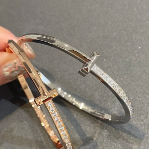 Tiffany T1 Narrow Diamond Hinged Bangle Bracelet