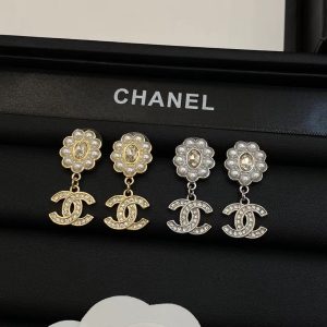 Chanel Pearl Flower Stud Earrings