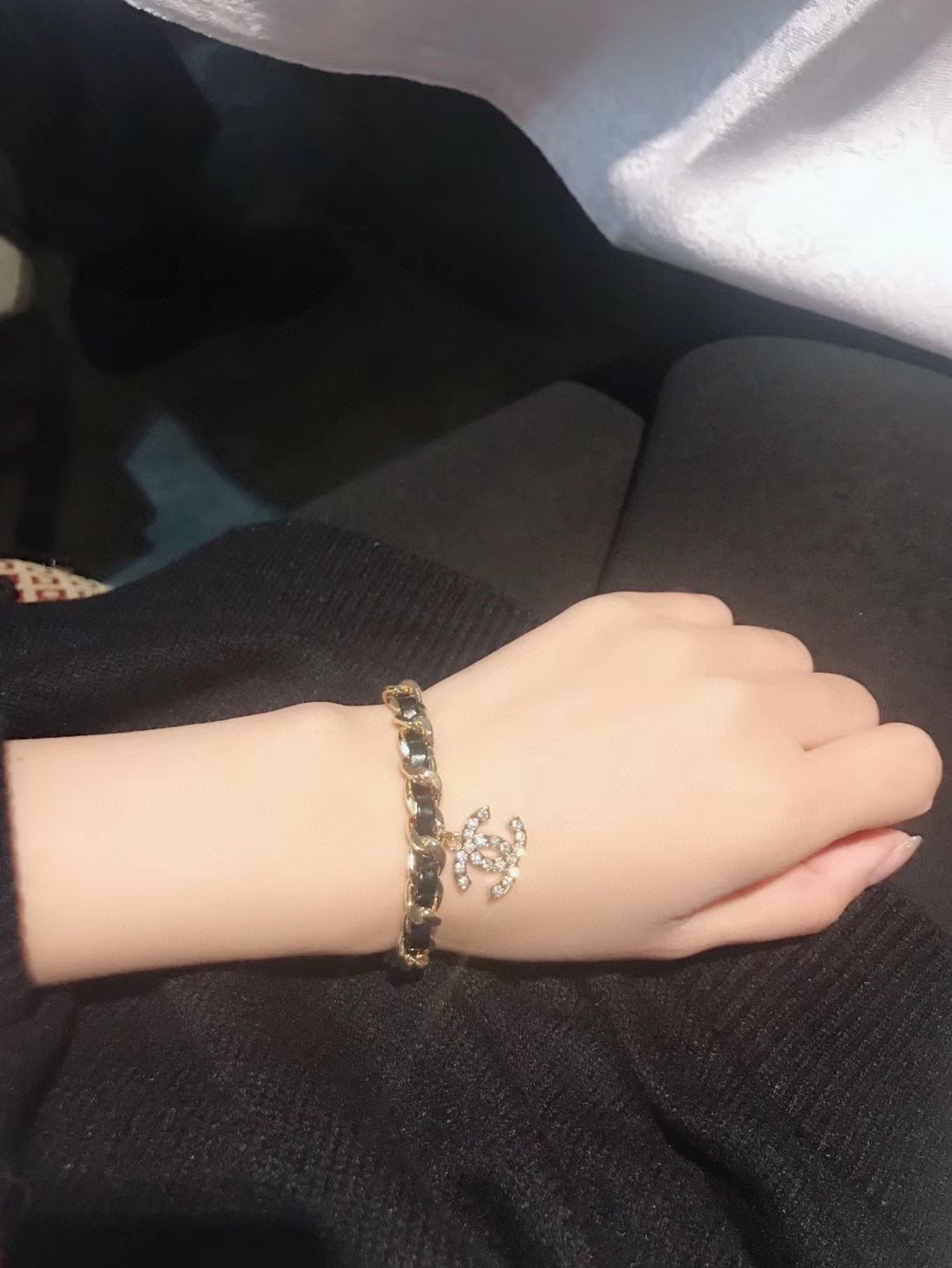 Chanel Leather Woven O Chain Bracelet Choker Necklace - Image 14