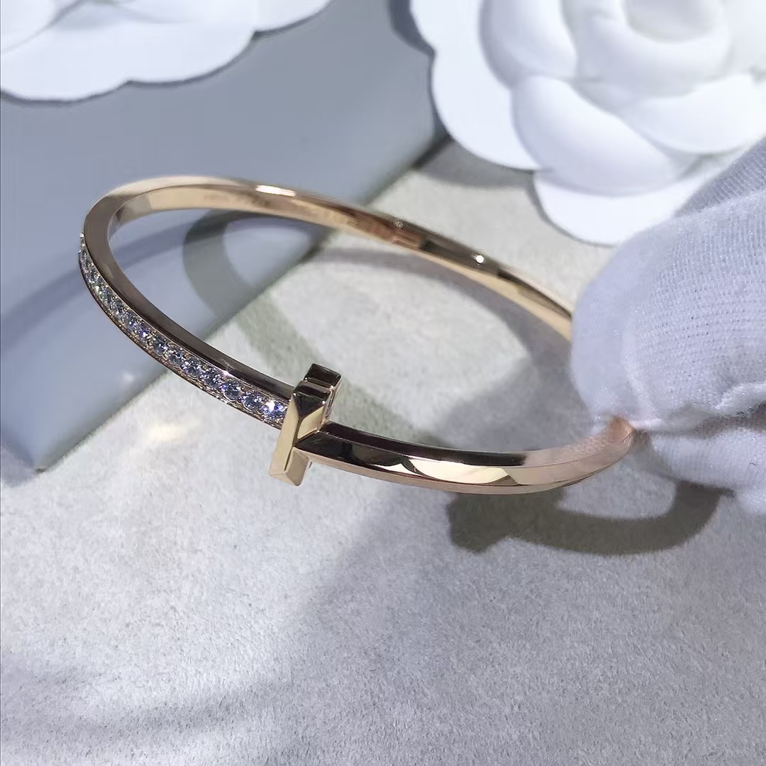 Tiffany T1 Narrow Diamond Hinged Bangle Bracelet - Image 8