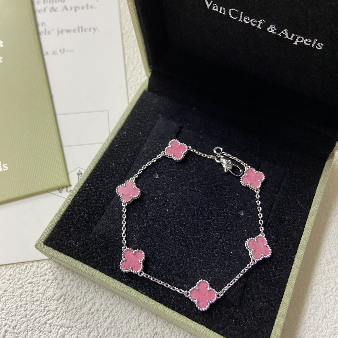 VCA Pink Mini 6 Motifs Sweet Alhambra Bracelet - Image 3