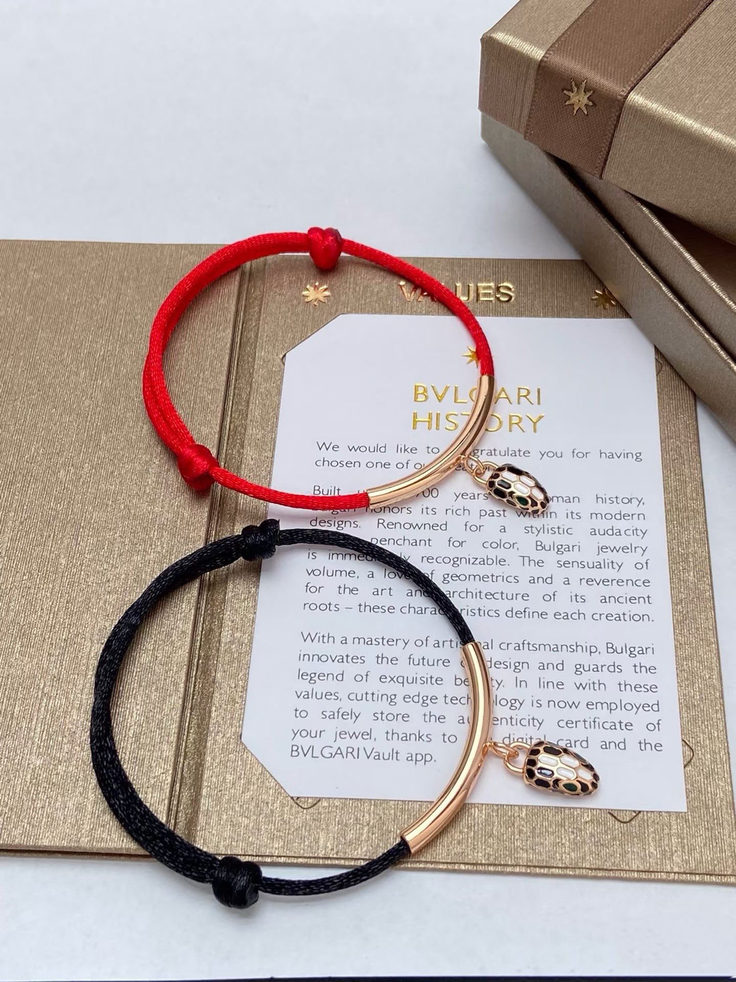 Bvlgari Black / Red Rope Bracelet with Snake Head Charm - Image 2