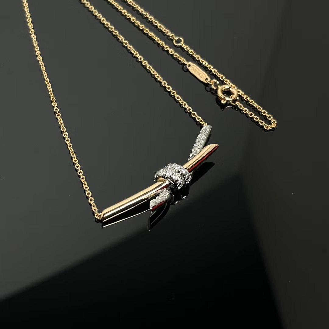 Tiffany Knot Pendant Necklace - Mixed Metal Color
