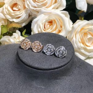 Chanel Diamond Camellia Stud Earrings