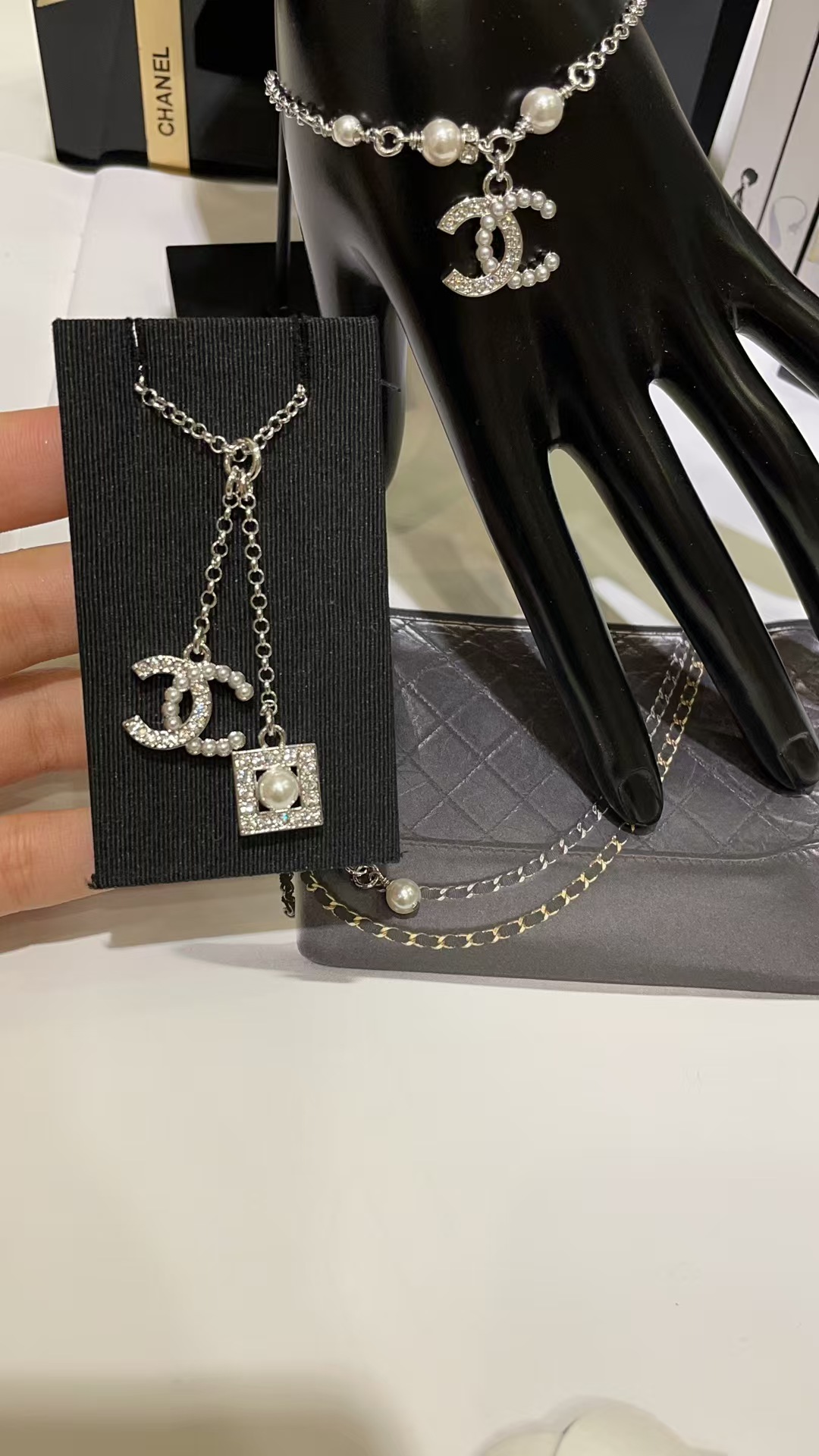 Chanel Two Pendants Drop Y Necklace - Image 4