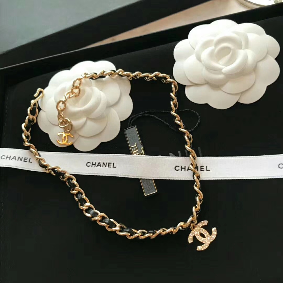 Chanel Leather Woven O Chain Bracelet Choker Necklace - Image 11