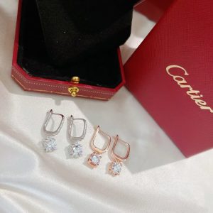 Cartier Square Diamond Dangle Earrings