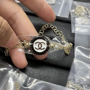 Chanel Two Layers Chain Black White Round CC Bracelet