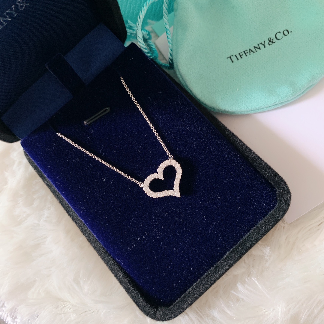Tiffany Medium Full Diamond Love Heart Pendant Necklace - Image 5
