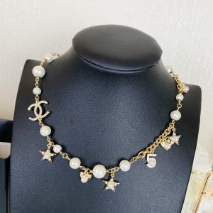 Chanel Princess Star Heart NO.5 Pearl Charms Necklace