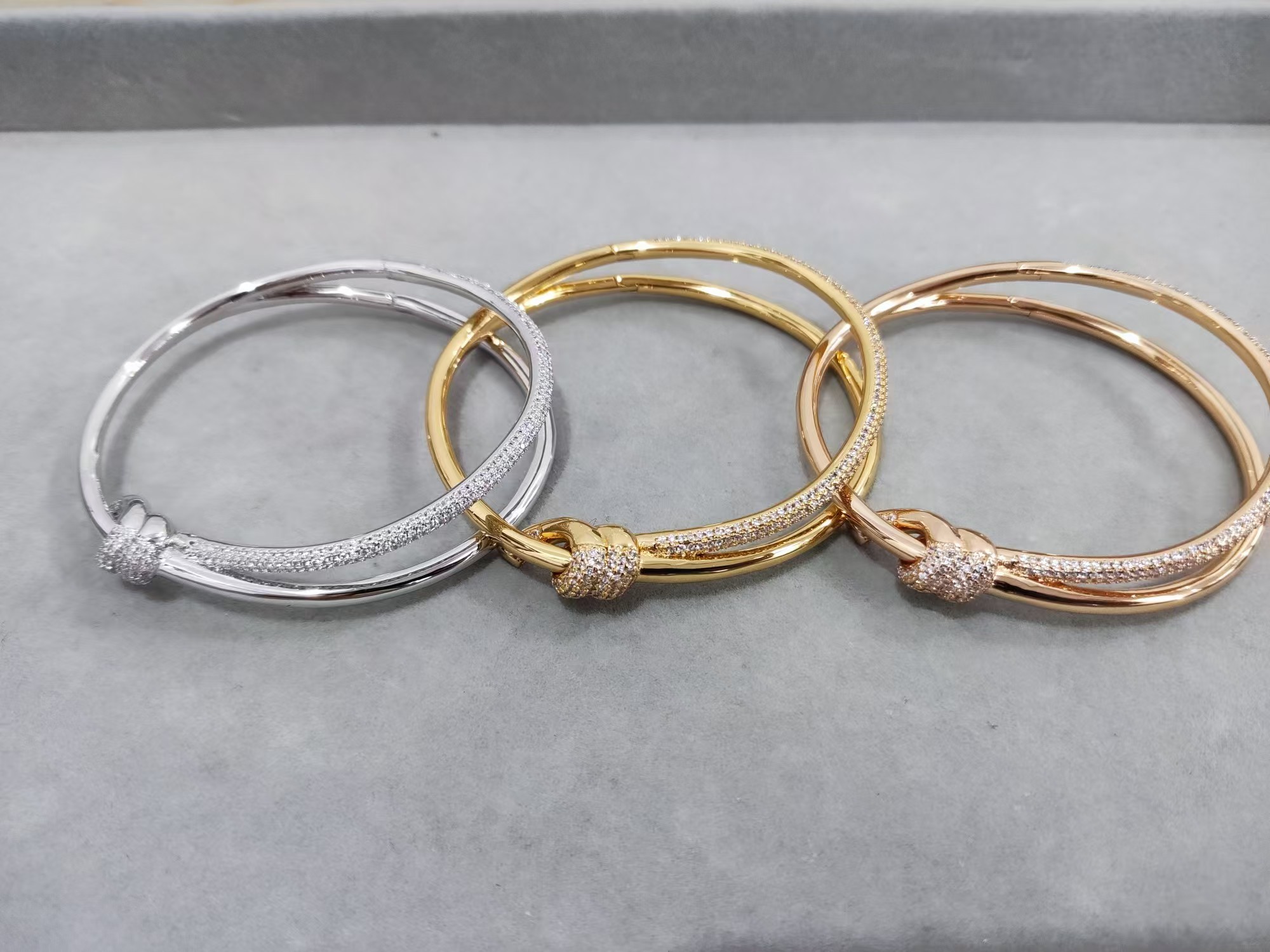 Tiffany Knot Double Row Hinged Bangle Bracelet - Image 7