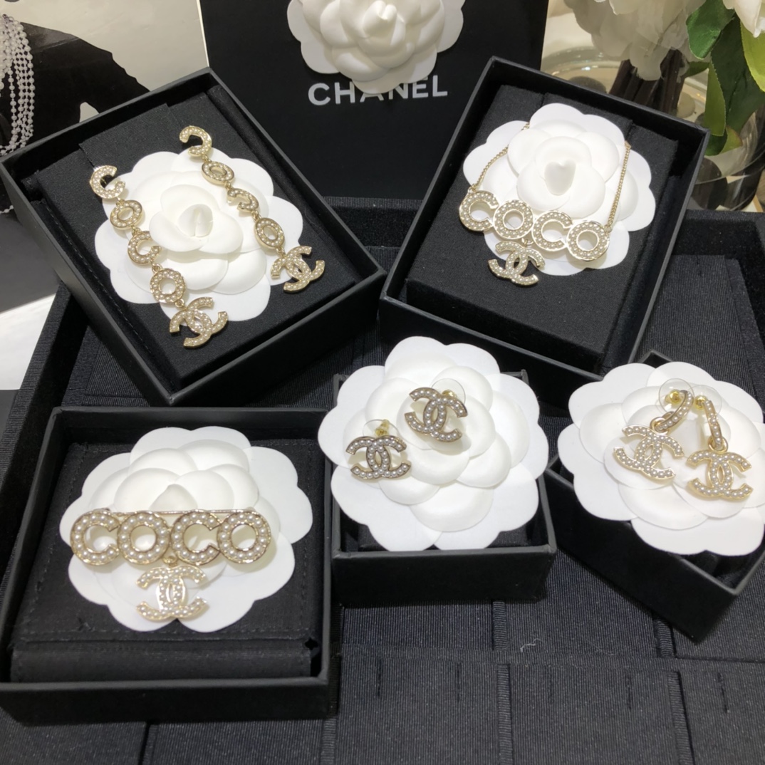 Coco Chanel Brooch Earrings Necklace