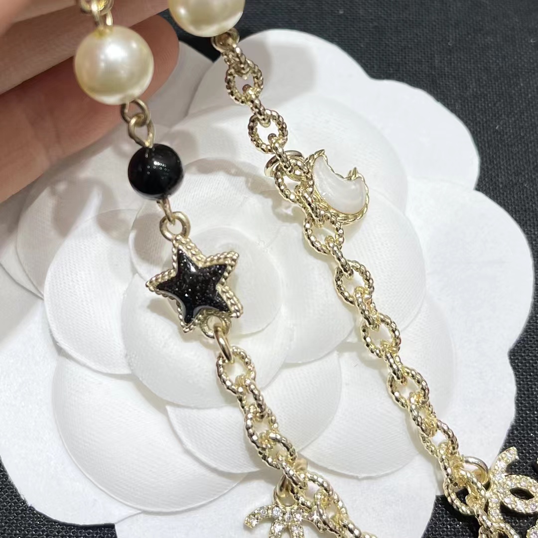 Chanel Moon Star Pearl Charms Necklace - Image 8