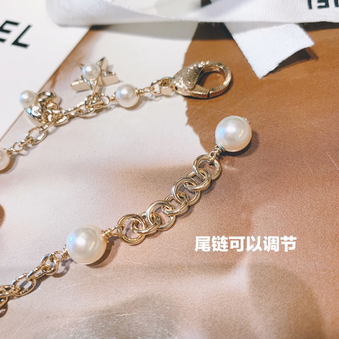 Chanel Chain Pearl Bracelet with Star Heart NO.5 CC Charms - Image 8
