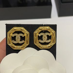 Chanel Geometric Octagon Stud Earrings