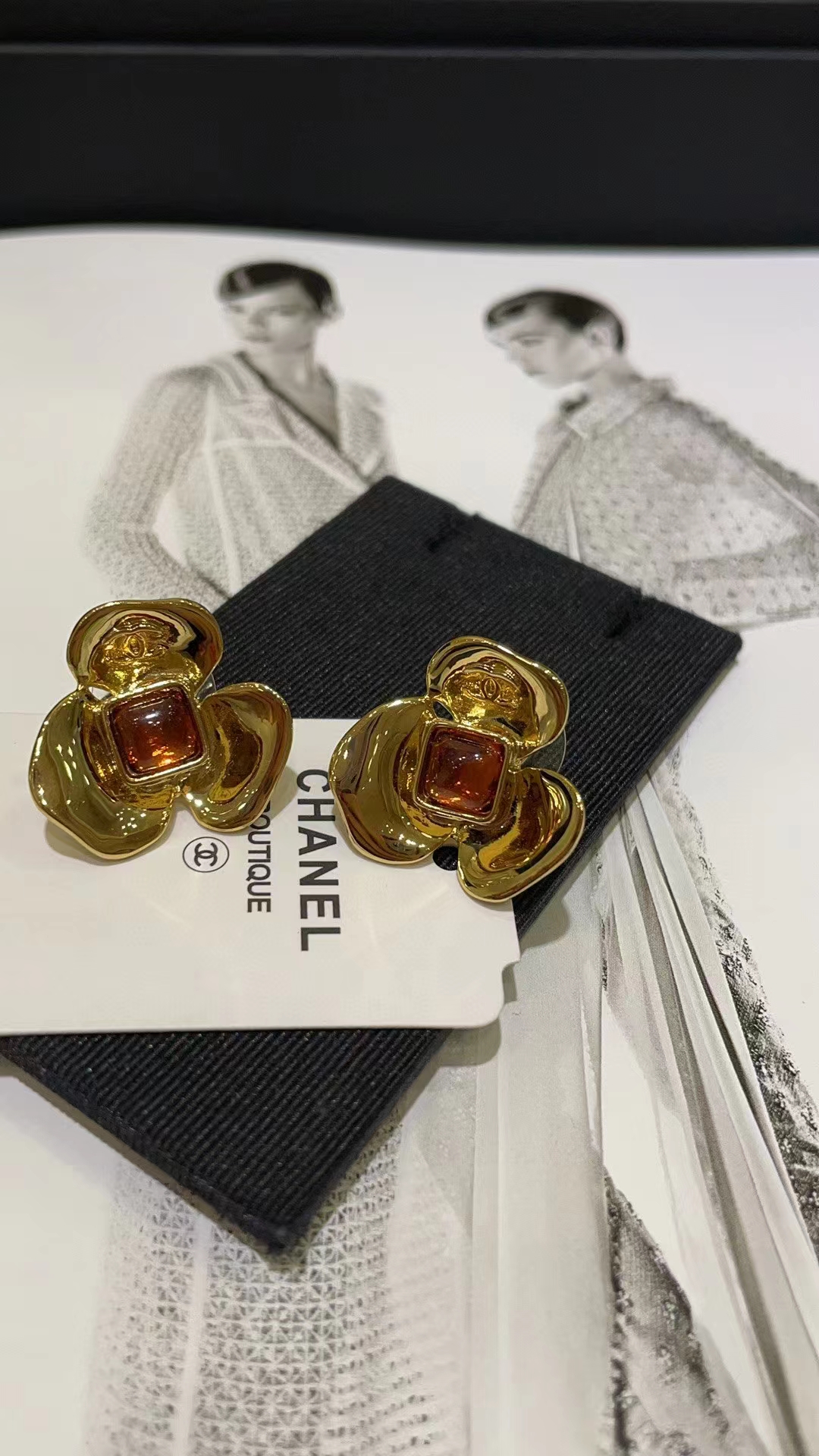 Chanel Gold Camellia Stud Earrings - Image 5