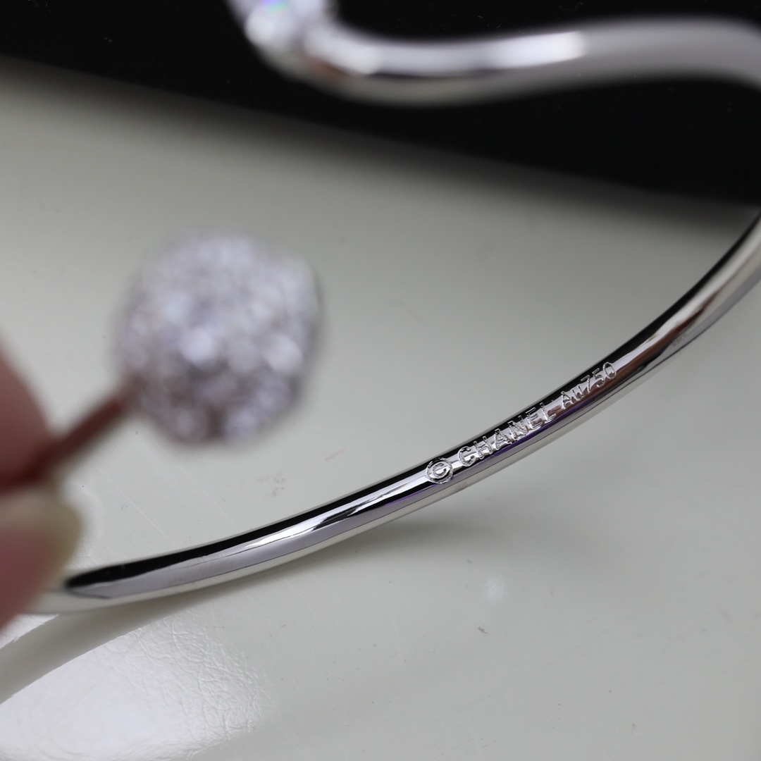 Dainty Chanel Camellia Cuff Bangle Bracelet - Image 7