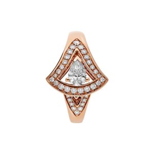 Bvlgari Rose Gold White Teardrop Diamond Ring