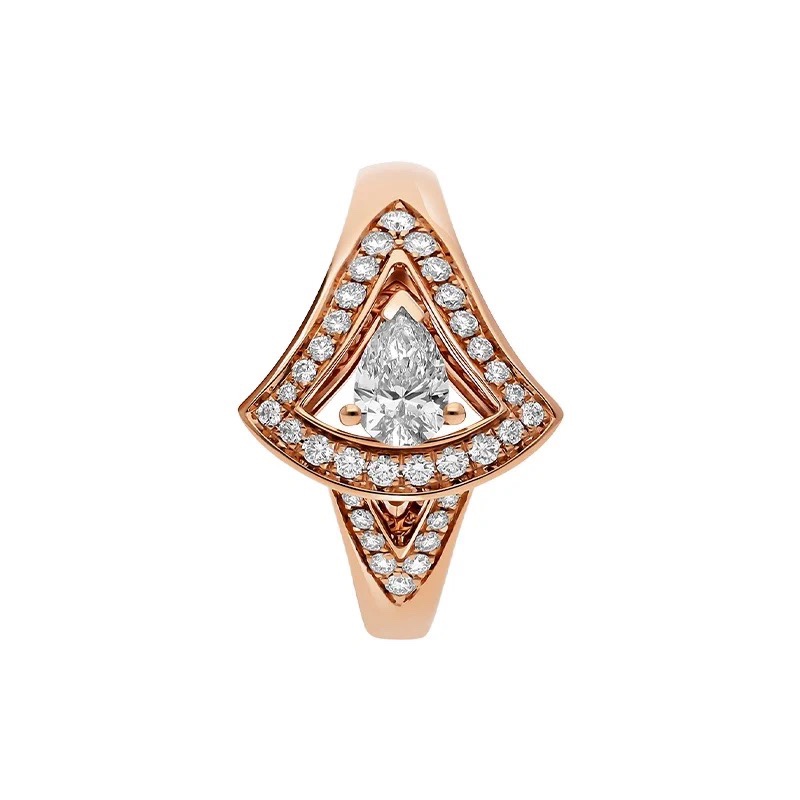 Bvlgari Rose Gold White Teardrop Diamond Ring