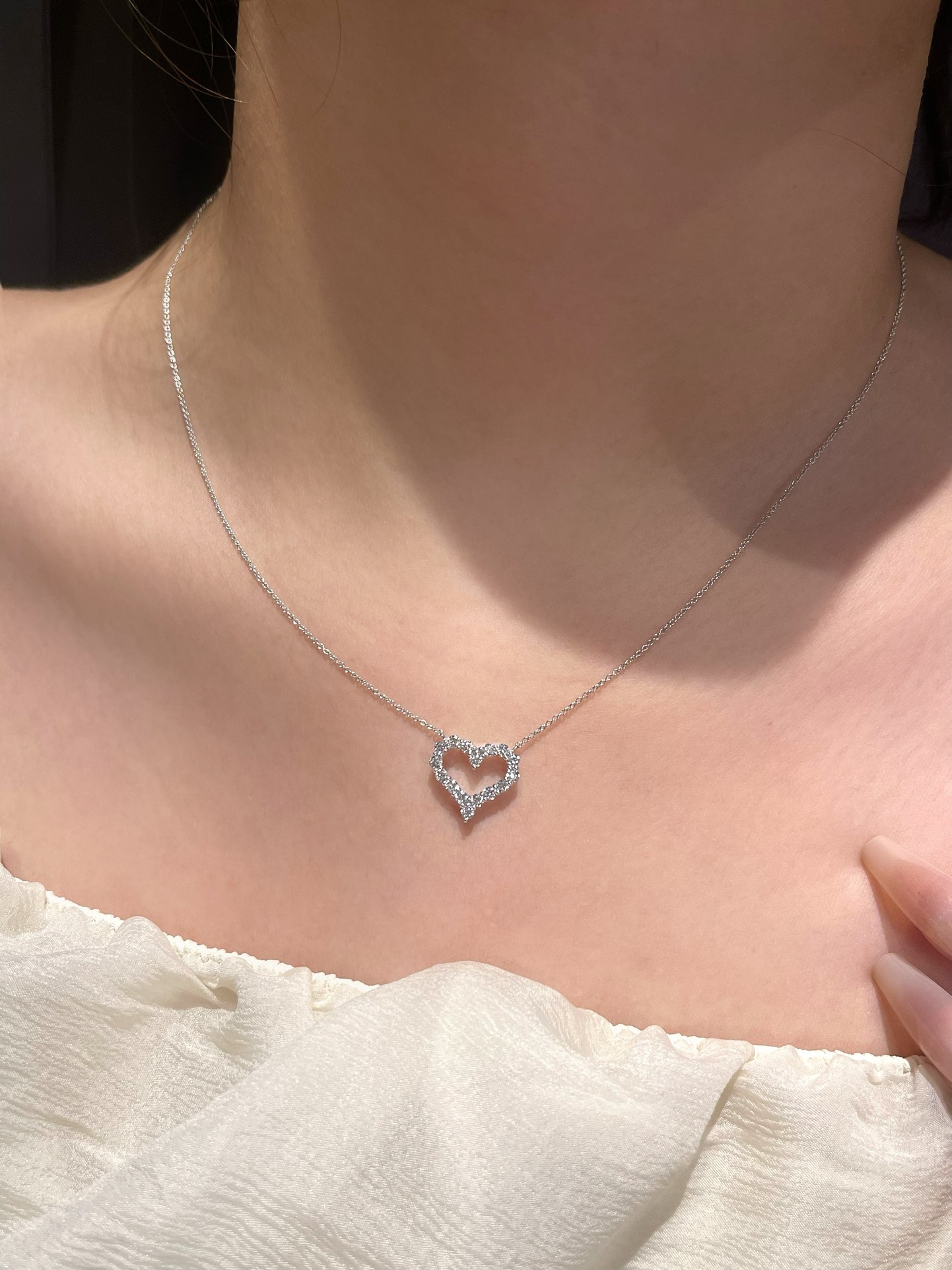 Tiffany Mini Full Diamond Love Heart Pendant Necklace - Image 6