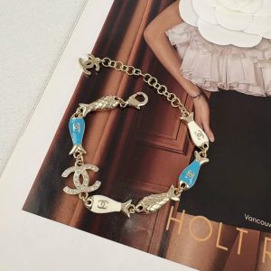 Chanel Color-Blocked White Blue Fish Bracelet
