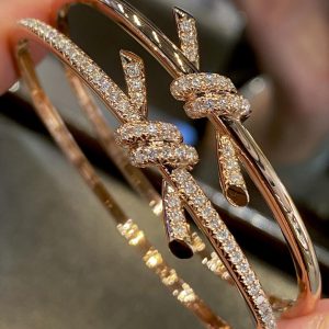 Tiffany Paved Diamond Knot Bangle Bracelet