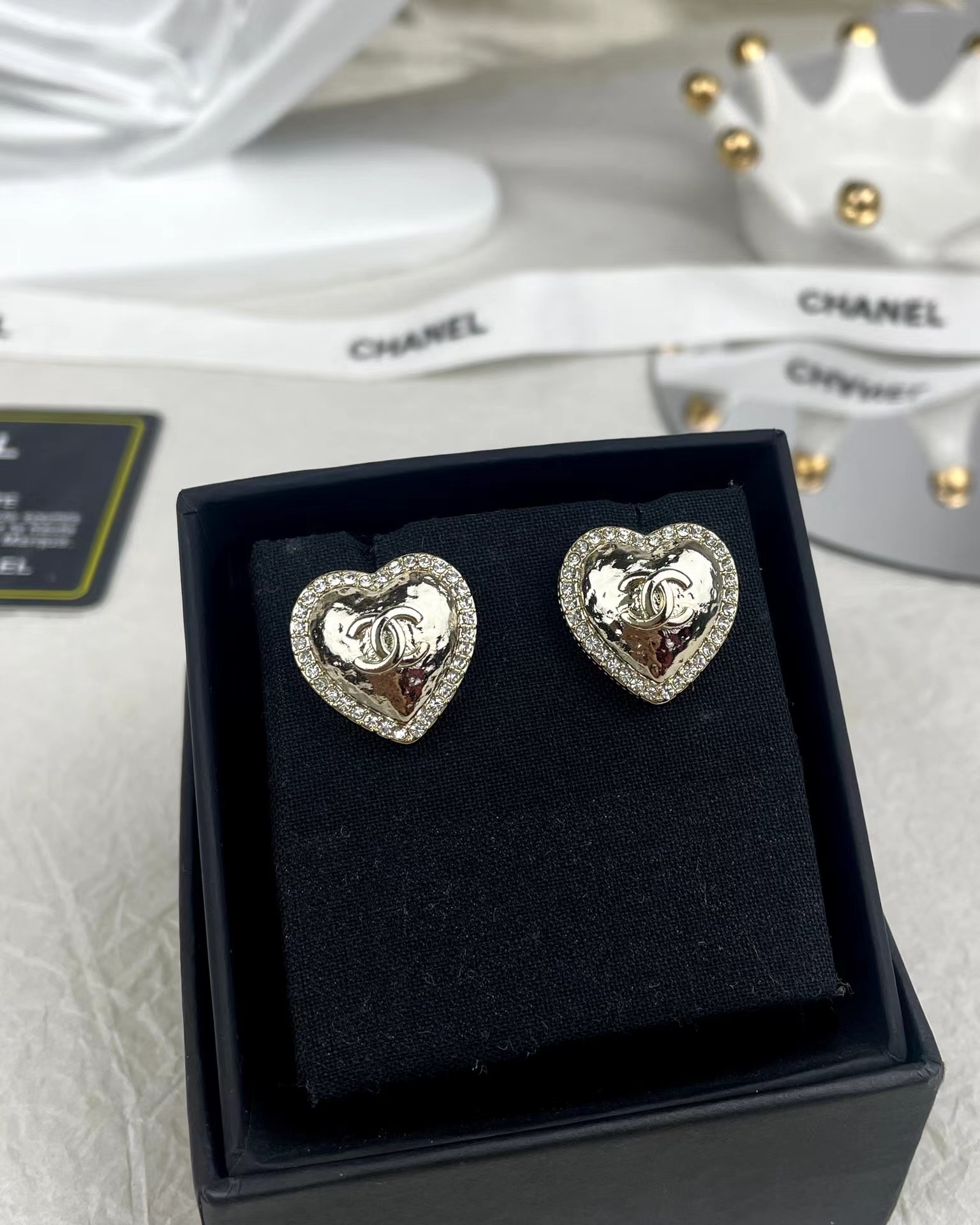 Chanel Gold Love Heart Stud Earring - Image 2