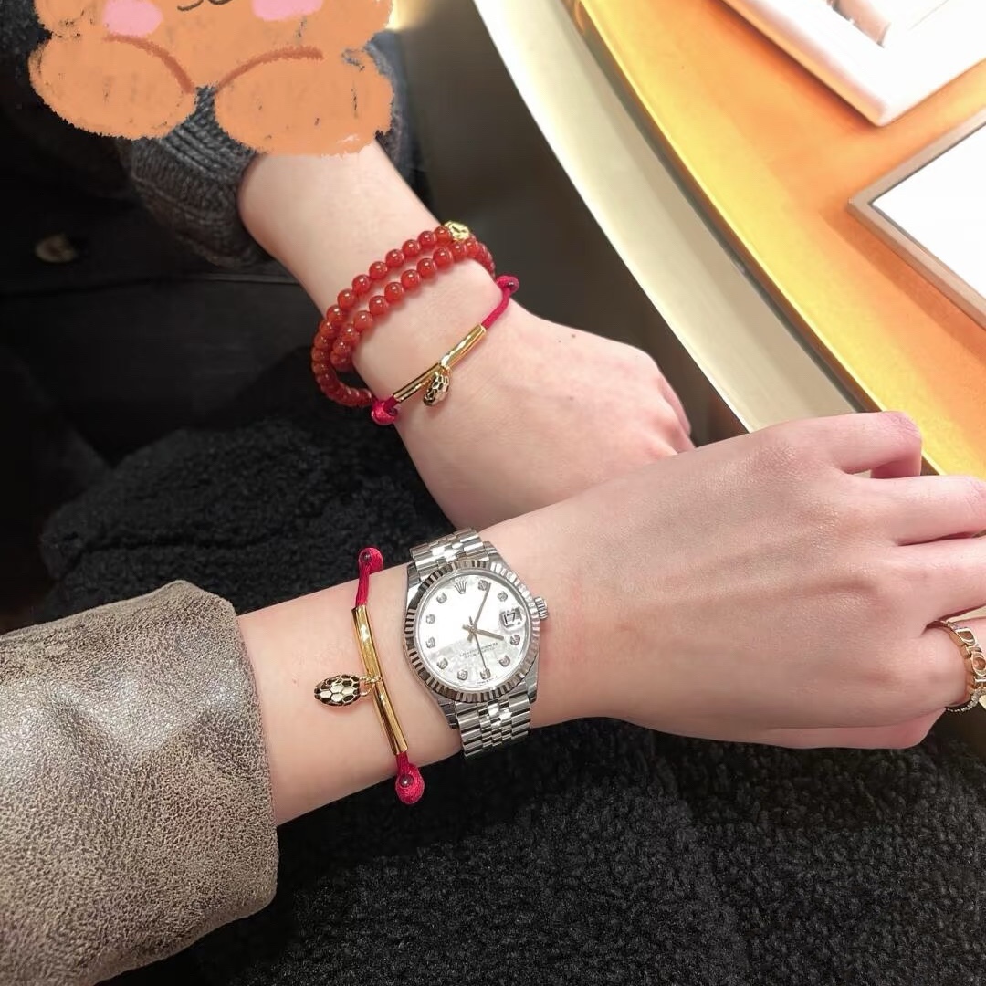 Bvlgari Black / Red Rope Bracelet with Snake Head Charm - Image 4
