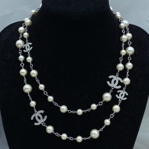 Chanel Coco Long Sweater Pearl Necklace
