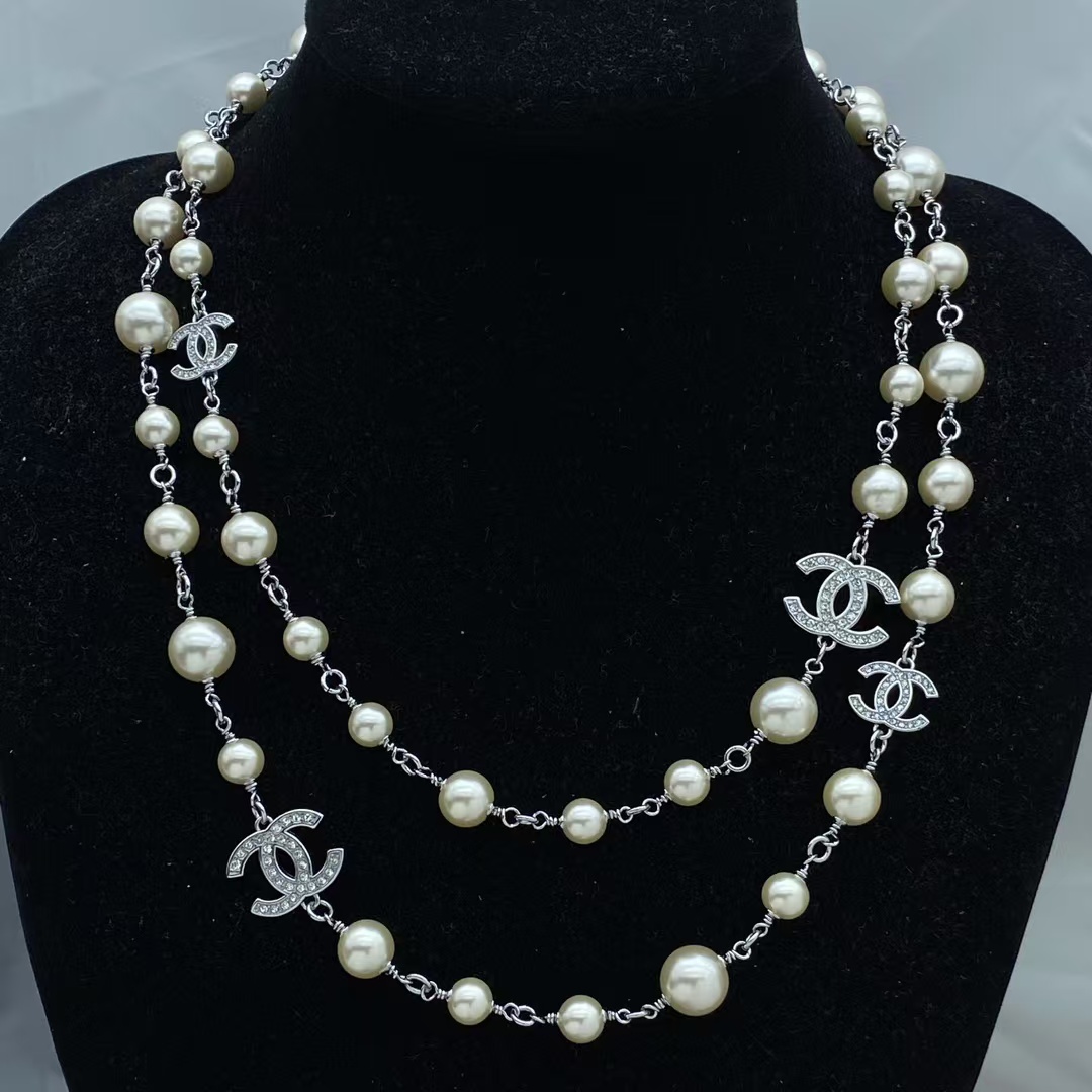 Chanel Coco Long Sweater Pearl Necklace